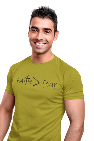 "Faith > fear", Unisex T-shirt, Black Lettering