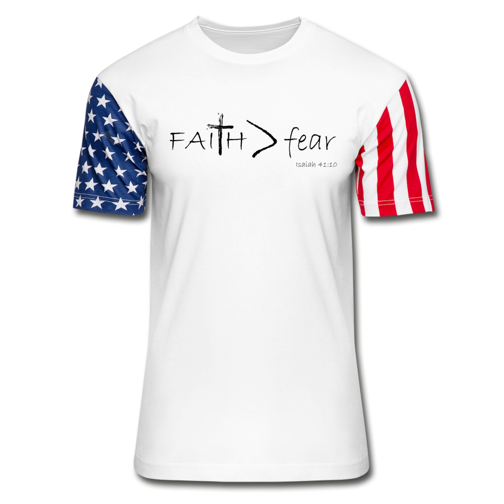 "FAITH Greater than fear" Stars & Stripes T-Shirt - white