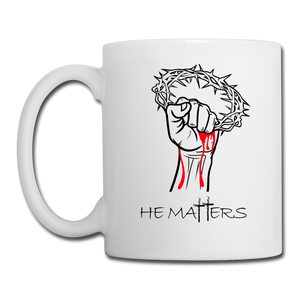 "HE MATTERS", Signature Coffee/Tea Mug, White Mug - white