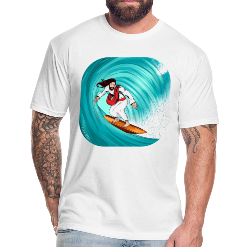 Surfs Up!!  Fun Jesus T-Shirt,  Full Color, Mens - white