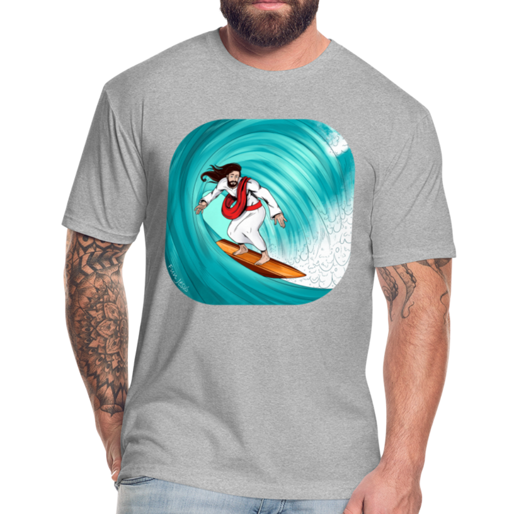 Surfs Up!!  Fun Jesus T-Shirt,  Full Color, Mens - heather gray