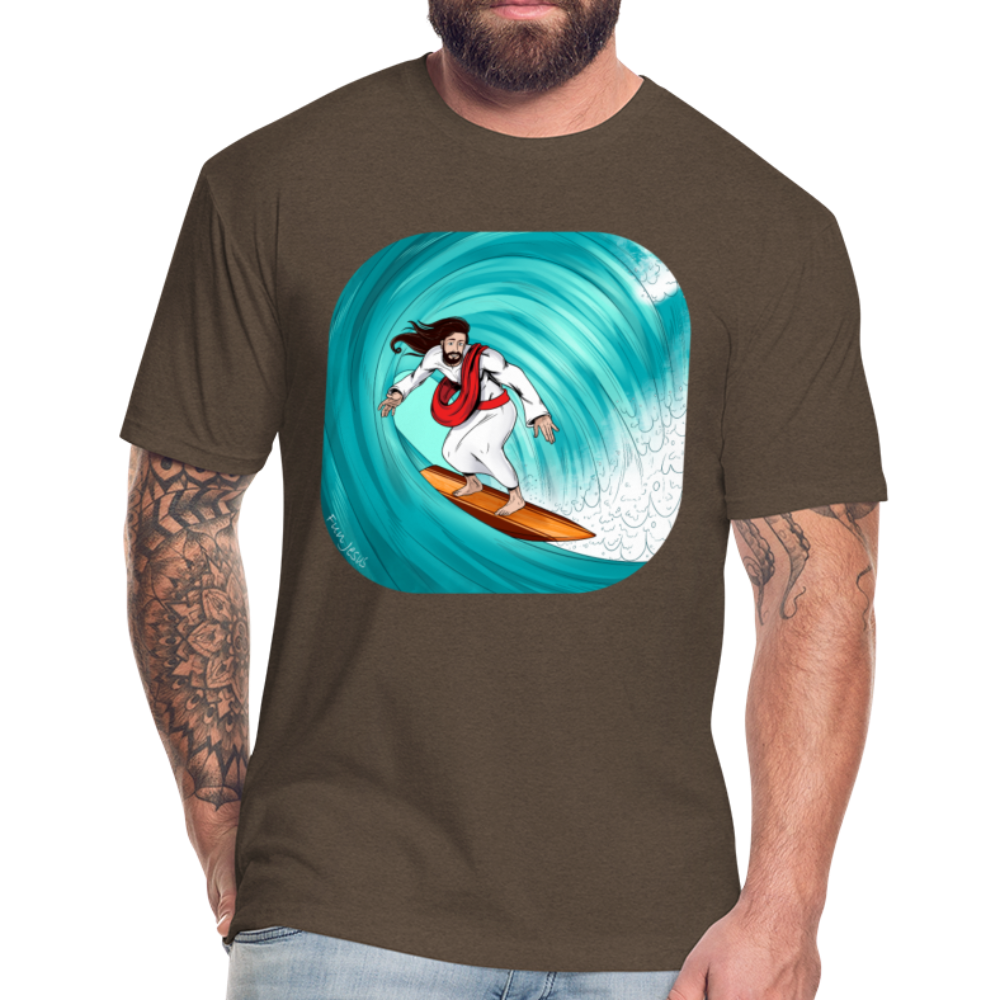 Surfs Up!!  Fun Jesus T-Shirt,  Full Color, Mens - heather espresso