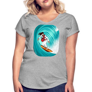 Surfs Up!!  Fun Jesus Womans T-Shirt Full Color - heather gray