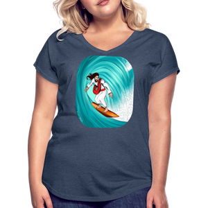 Surfs Up!!  Fun Jesus Womans T-Shirt Full Color - navy heather
