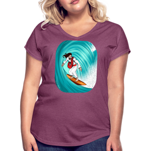 Surfs Up!!  Fun Jesus Womans T-Shirt Full Color - heather plum