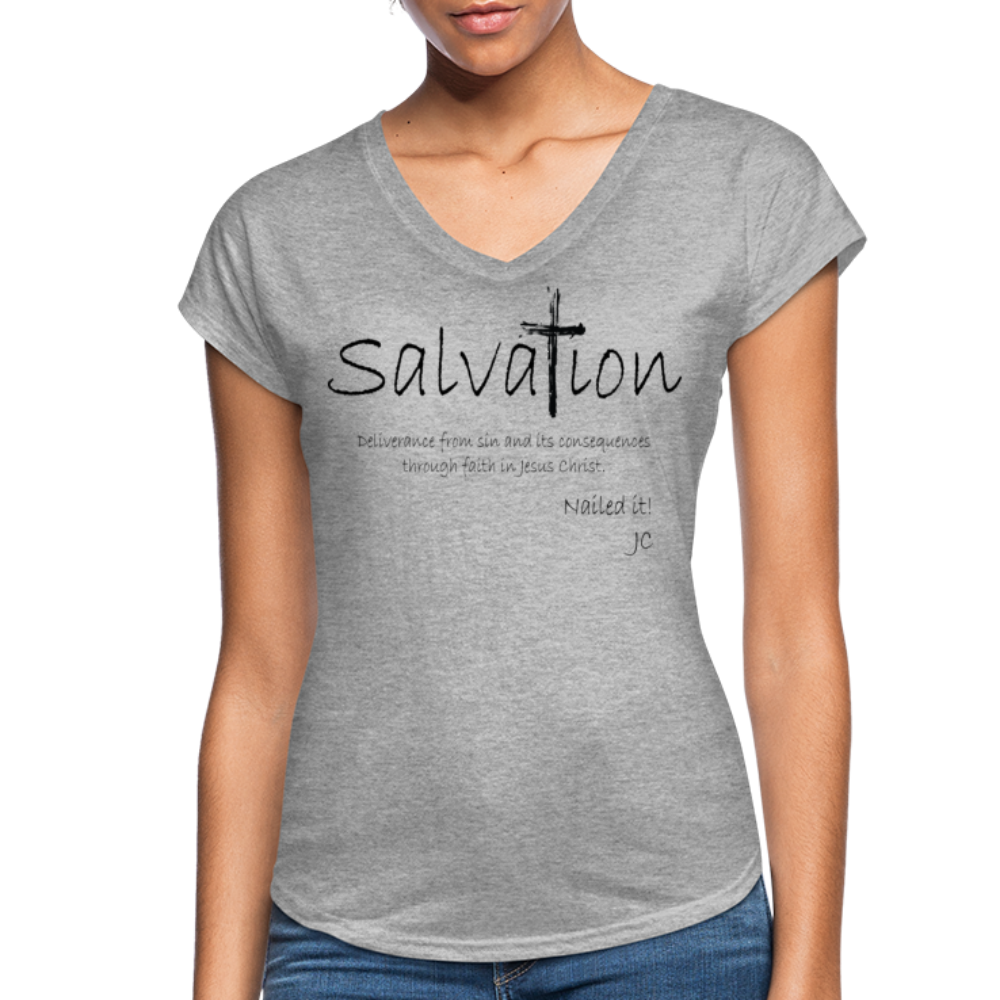"Salvation", T-Shirt, Womens, Black Lettering - heather gray