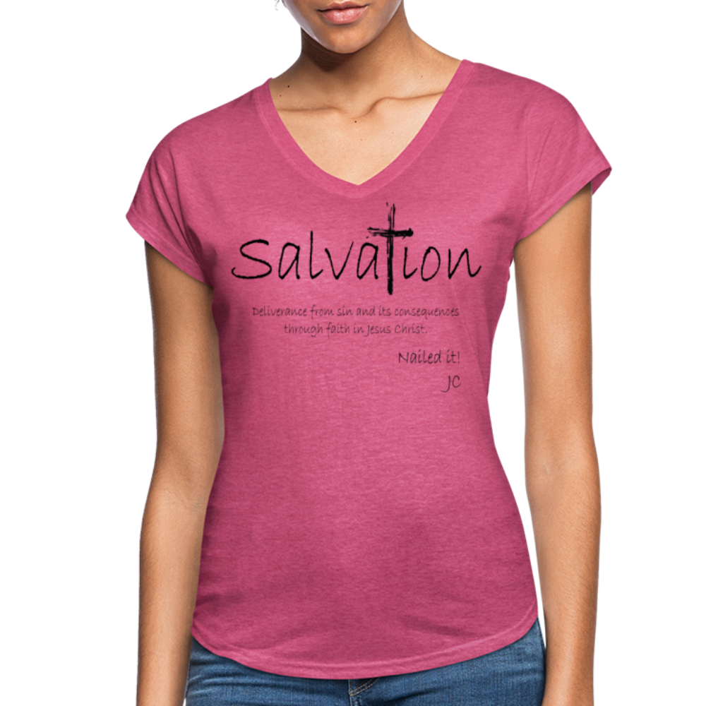"Salvation", T-Shirt, Womens, Black Lettering - heather raspberry
