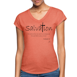 "Salvation", T-Shirt, Womens, Black Lettering - heather bronze