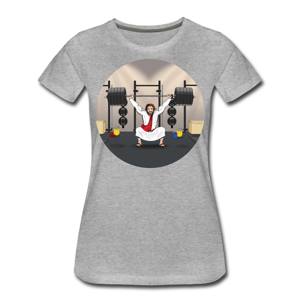 "Fun Jesus", "CrossFit" , Womens premium T-Shirt - heather gray