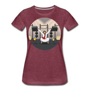 "Fun Jesus", "CrossFit" , Womens premium T-Shirt - heather burgundy