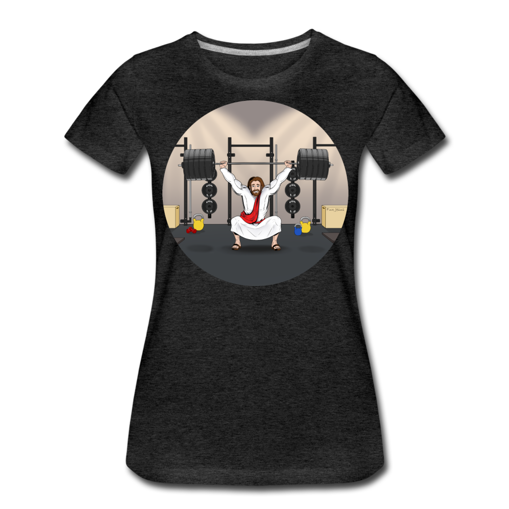 "Fun Jesus", "CrossFit" , Womens premium T-Shirt - charcoal gray