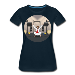 "Fun Jesus", "CrossFit" , Womens premium T-Shirt - deep navy