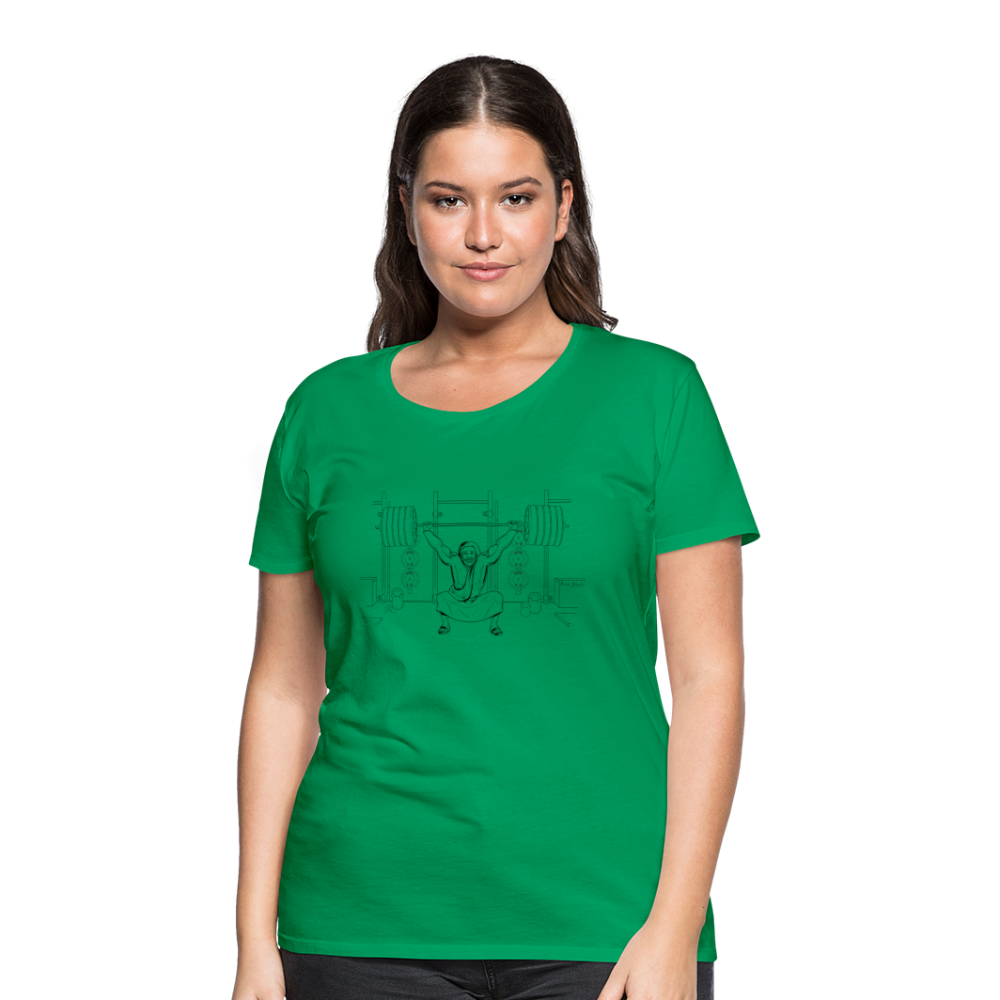 "Fun Jesus", "CrossFit" , Womens premium T-Shirt, B&W - kelly green