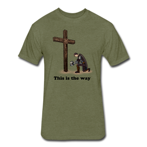 "This is the way", Mando kneeling by the Cross - heather military green