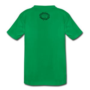 "This is the way", Mando and Grogu on left side of Cross, Kids' Premium T-Shirt - kelly green
