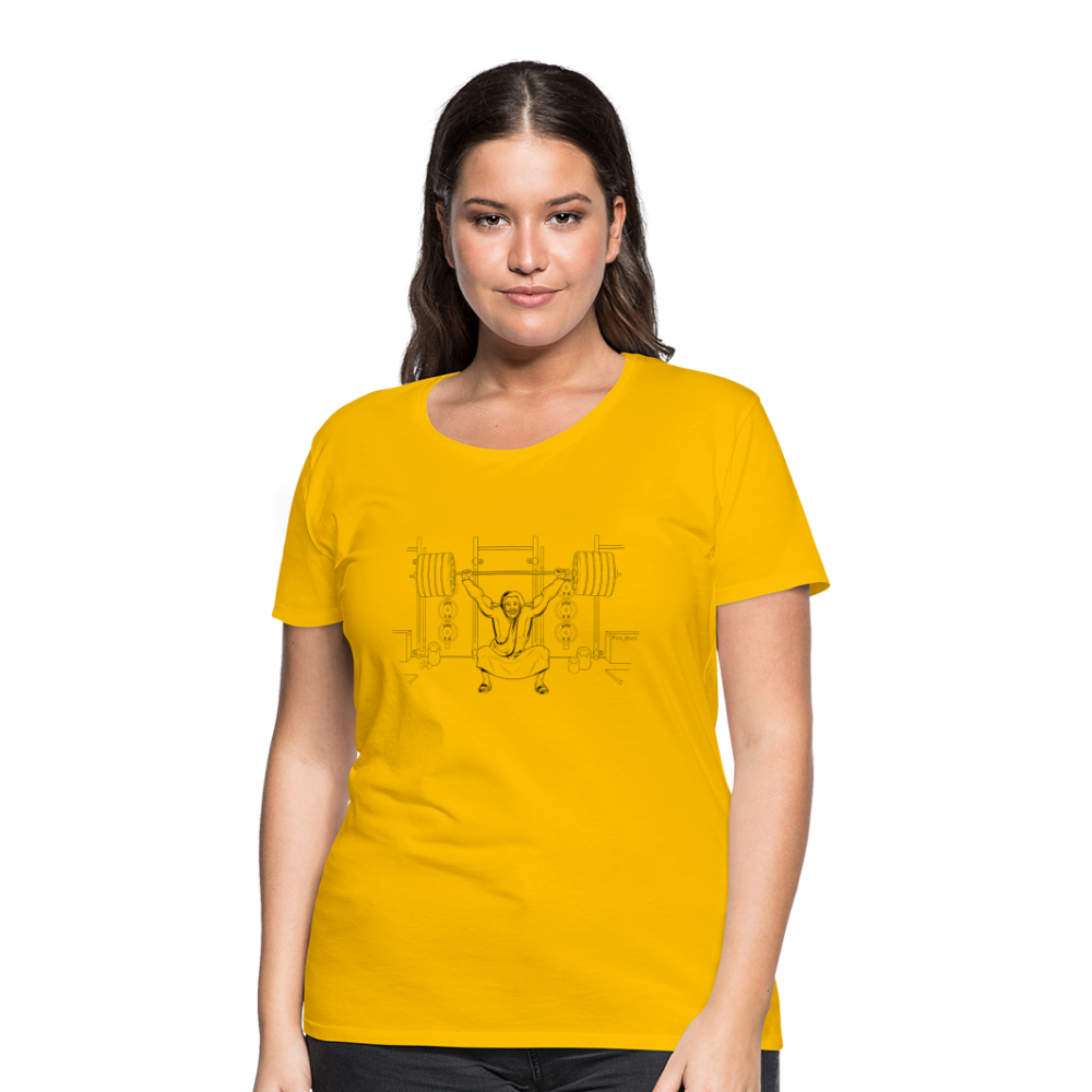 "Fun Jesus", "CrossFit" , Womens premium T-Shirt, B&W - sun yellow