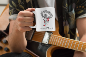 "HE MATTERS", Signature Coffee/Tea Mug, White Mug