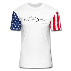 "FAITH Greater than fear" Stars & Stripes T-Shirt - white