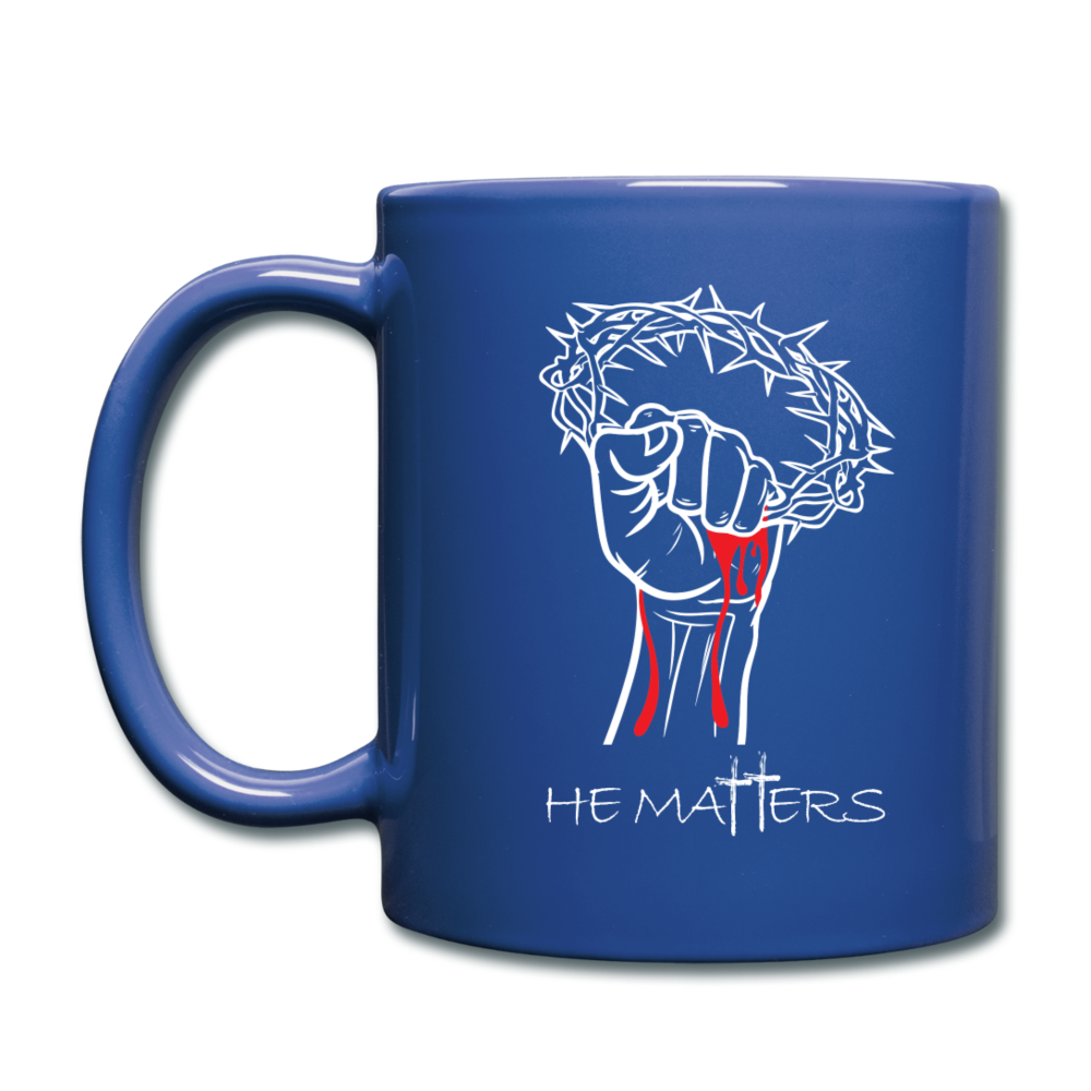 "HE MATTERS", Signature Coffee/Tea Mug, Black or Blue Mug - royal blue