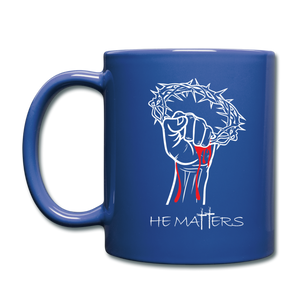 "HE MATTERS", Signature Coffee/Tea Mug, Black or Blue Mug - royal blue
