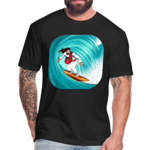 Surfs Up!!  Fun Jesus T-Shirt,  Full Color, Mens - black