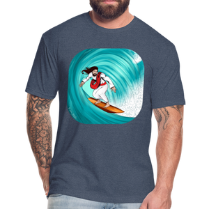 Surfs Up!!  Fun Jesus T-Shirt,  Full Color, Mens - heather navy