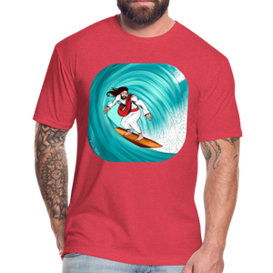 Surfs Up!!  Fun Jesus T-Shirt,  Full Color, Mens - heather red