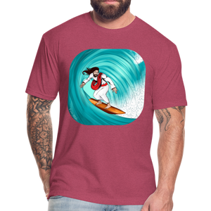 Surfs Up!!  Fun Jesus T-Shirt,  Full Color, Mens - heather burgundy
