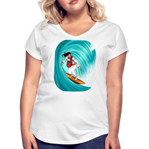 Surfs Up!!  Fun Jesus Womans T-Shirt Full Color - white