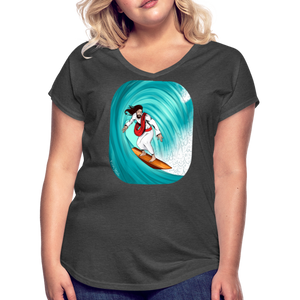 Surfs Up!!  Fun Jesus Womans T-Shirt Full Color - deep heather