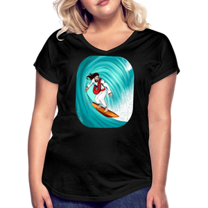 Surfs Up!!  Fun Jesus Womans T-Shirt Full Color - black