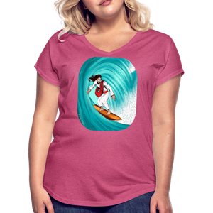 Surfs Up!!  Fun Jesus Womans T-Shirt Full Color - heather raspberry