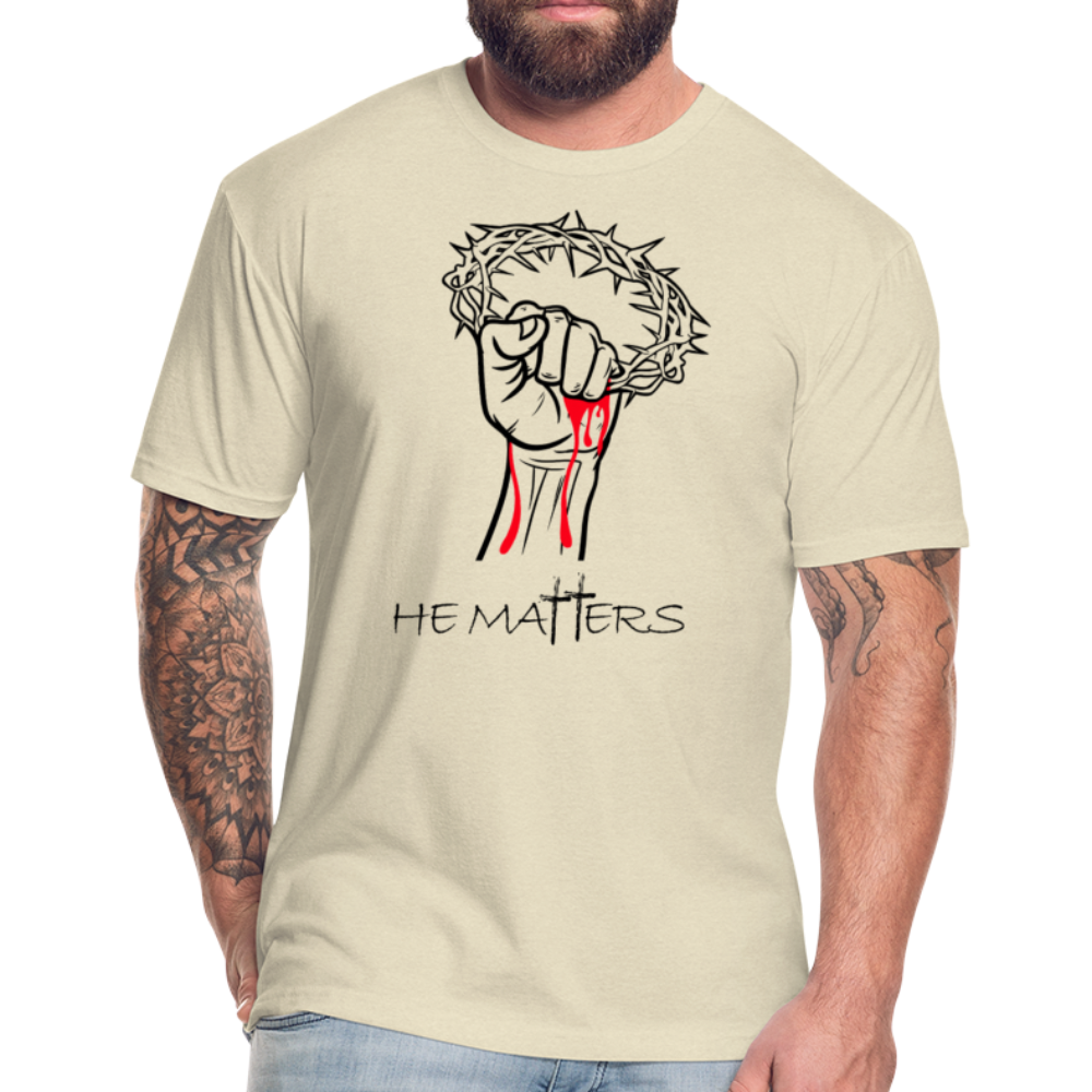 "HE MATTERS" T-Shirt, Mens, Black Lettering - heather cream