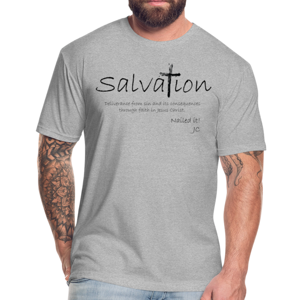 "Salvation", T-Shirt, Mens, Black Lettering - heather gray