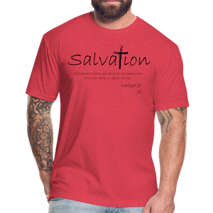 "Salvation", T-Shirt, Mens, Black Lettering - heather red