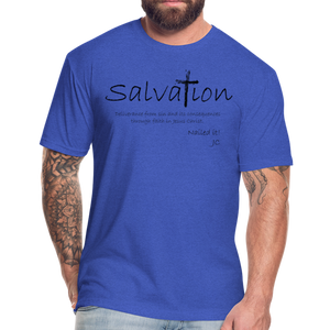 "Salvation", T-Shirt, Mens, Black Lettering - heather royal