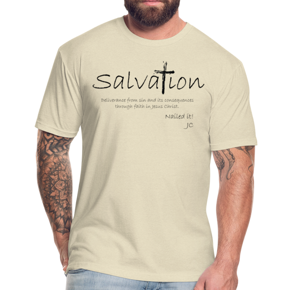 "Salvation", T-Shirt, Mens, Black Lettering - heather cream
