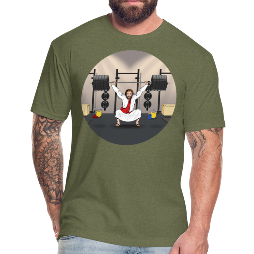 "Fun Jesus", "CrossFit" , Mens premium T-Shirt - heather military green