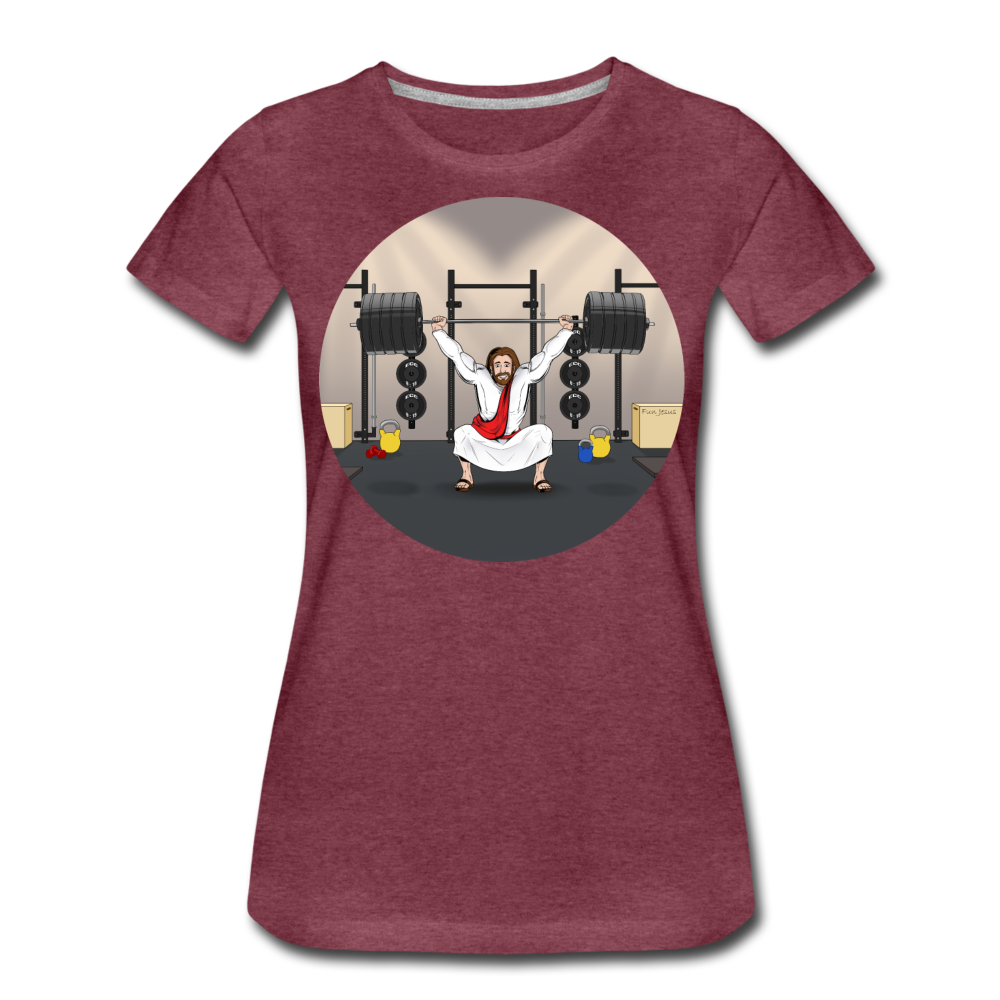 "Fun Jesus", "CrossFit" , Womens premium T-Shirt - heather burgundy