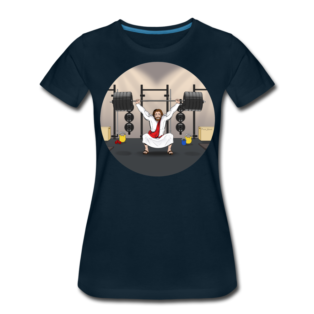 "Fun Jesus", "CrossFit" , Womens premium T-Shirt - deep navy