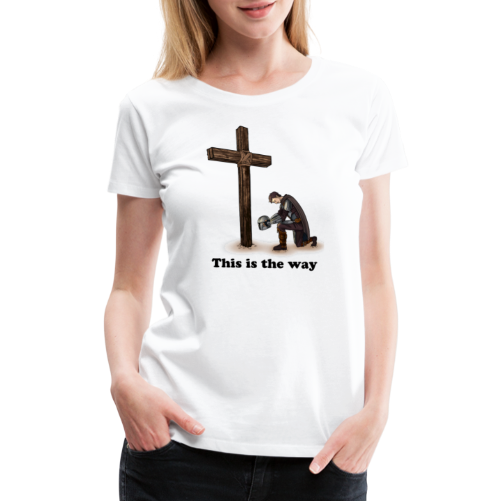 "This is the way", Mando kneeling by the Cross, Women’s Premium T-Shirt - white