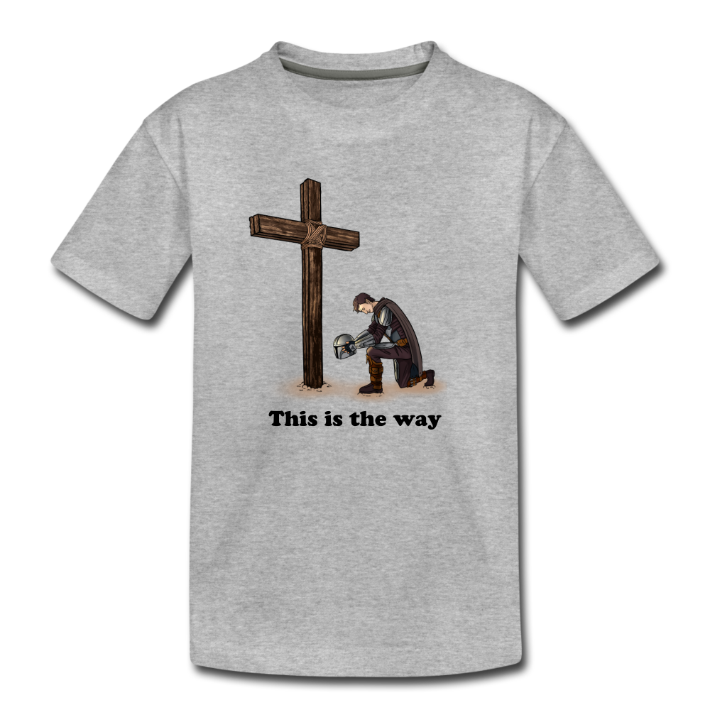 "This is the way", Mando kneeling by the Cross, Kids' Premium T-Shirt - heather gray