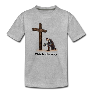 "This is the way", Mando kneeling by the Cross, Kids' Premium T-Shirt - heather gray
