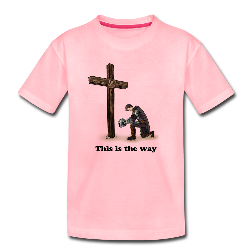 "This is the way", Mando kneeling by the Cross, Kids' Premium T-Shirt - pink