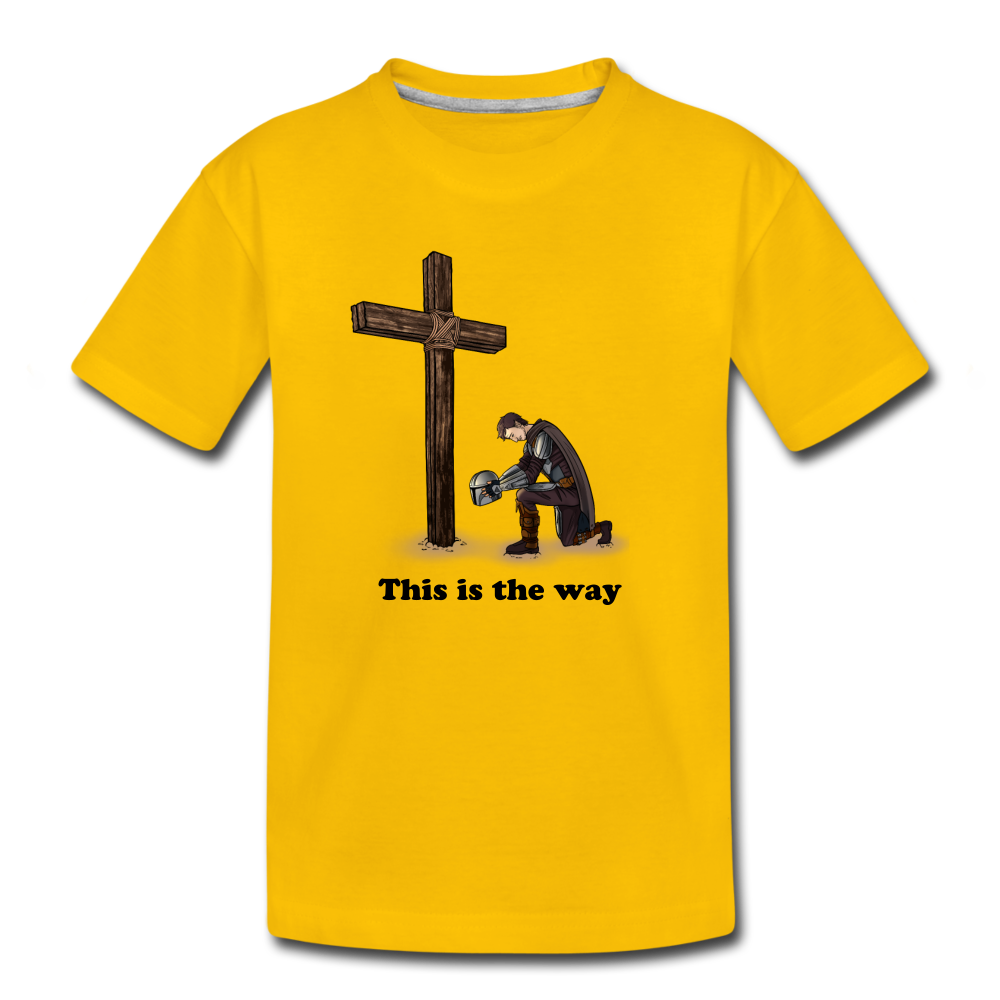 "This is the way", Mando kneeling by the Cross, Kids' Premium T-Shirt - sun yellow