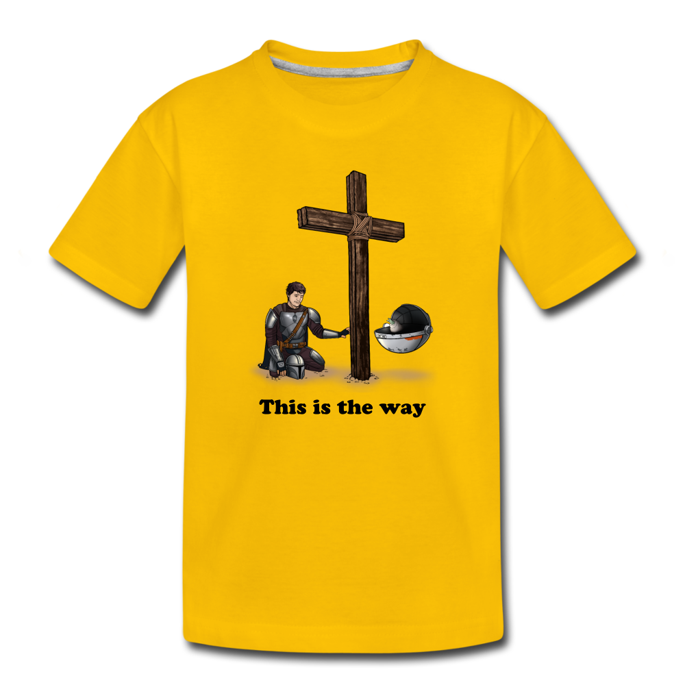 "This is the way" Mando and Grogu praising together, Kids' Premium T-Shirt - sun yellow