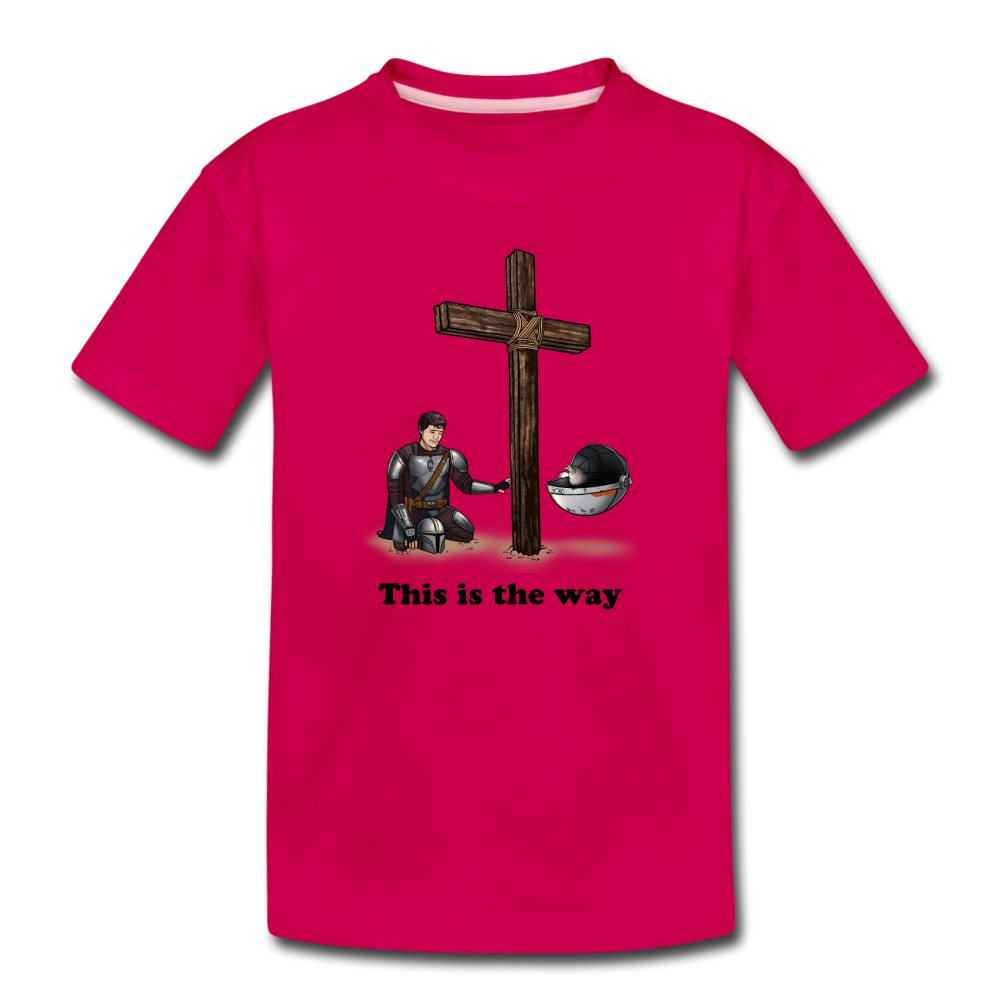 "This is the way" Mando and Grogu praising together, Kids' Premium T-Shirt - dark pink
